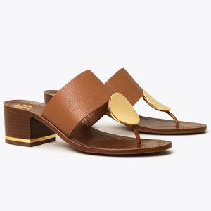 Tory Burch PATOS DISK 45MM SANDAL Mou Brown Gold STUNNING AND COMFORTABLE!